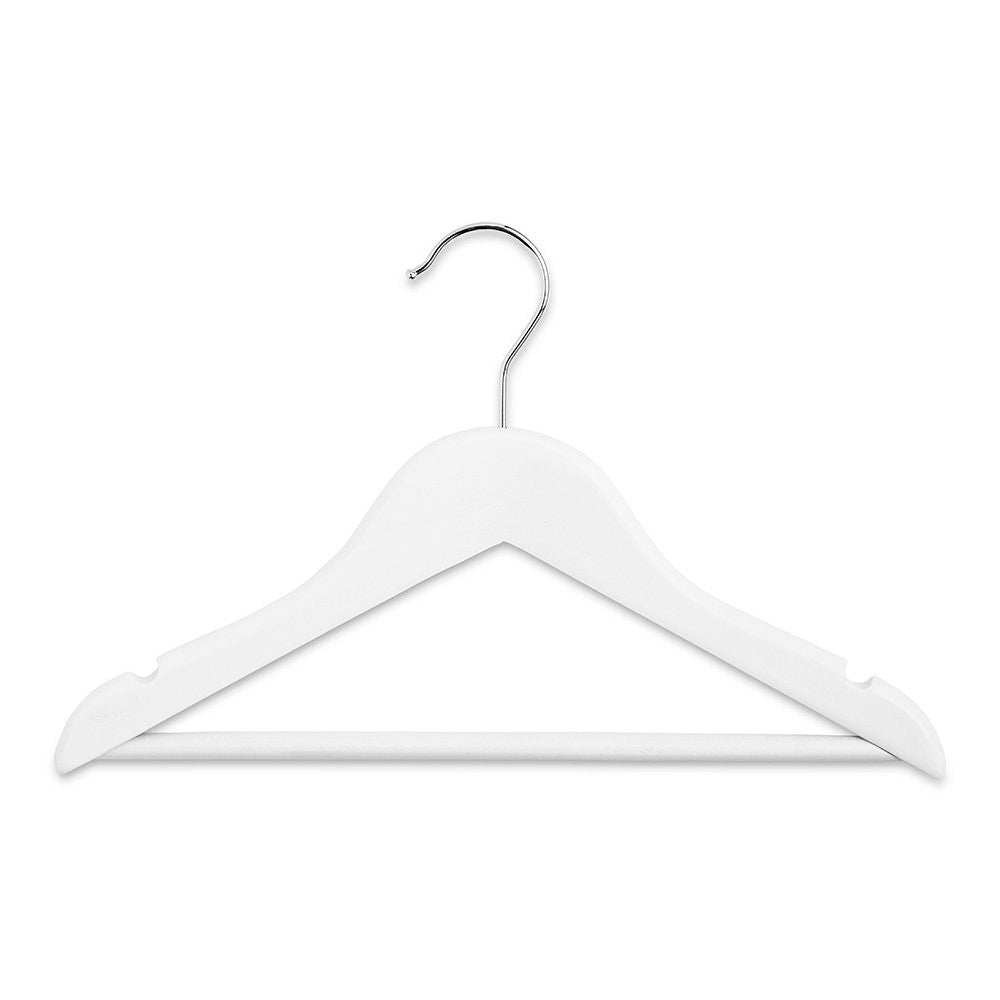 Matt White Children's Wooden Hangers with Trouser Bar - 31 cm