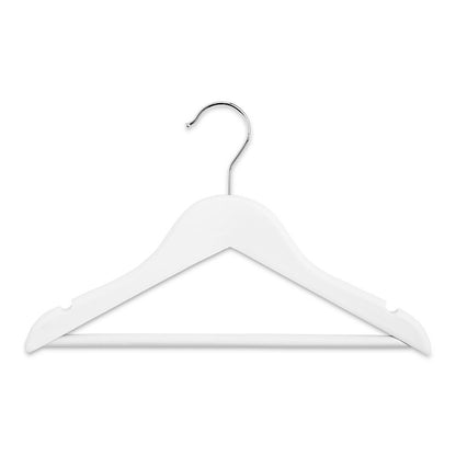 Matt White Children's Wooden Hangers with Trouser Bar - 31 cm