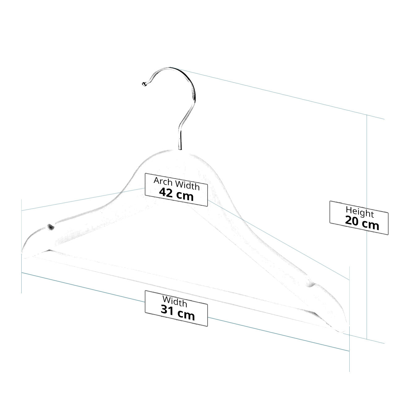 Matt White Children's Wooden Hangers with Trouser Bar - 31 cm