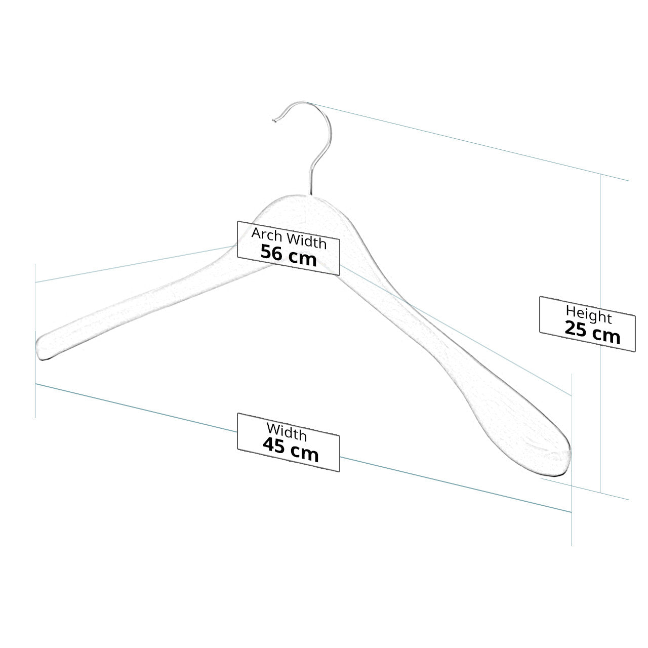 Wooden Hangers with Broad Shoulders - 45 cm