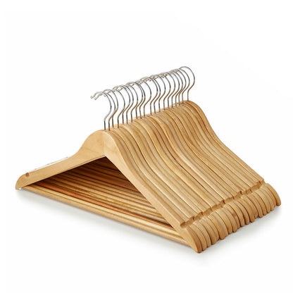 Wooden Hangers with Trouser Bar and Shoulder Notches - 45cm