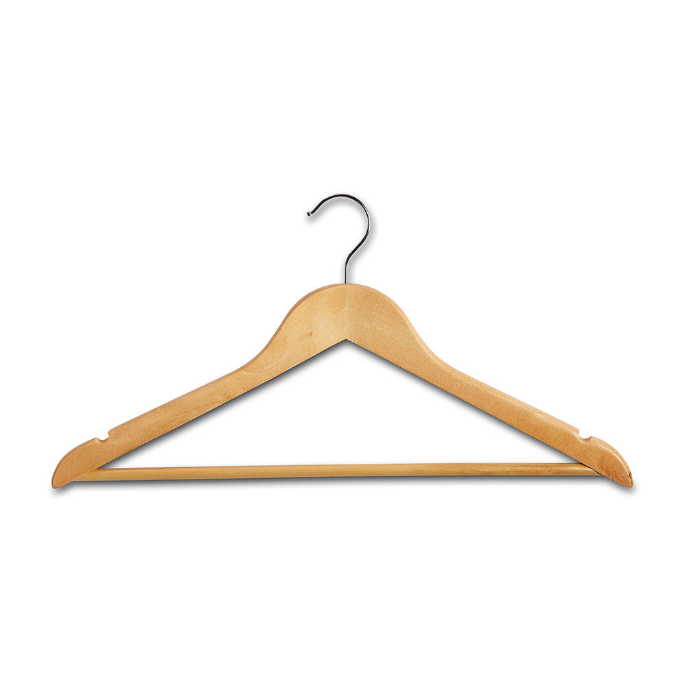 Wooden Hangers with Trouser Bar and Shoulder Notches - 45cm