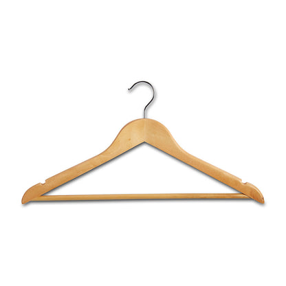 Wooden Hangers with Trouser Bar and Shoulder Notches - 45cm