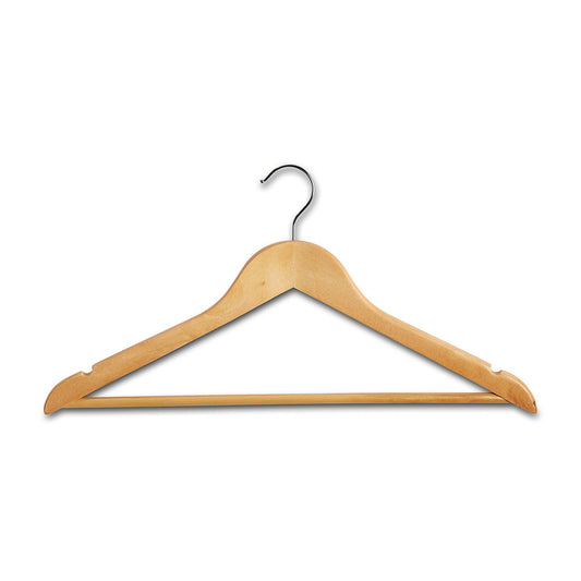 Wooden Hangers with Trouser Bar and Shoulder Notches - 45cm