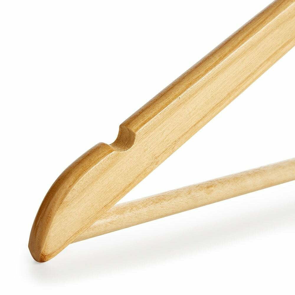 Wooden Flat Profile Hangers with Trouser Bar and Shoulder Notches - 45 cm