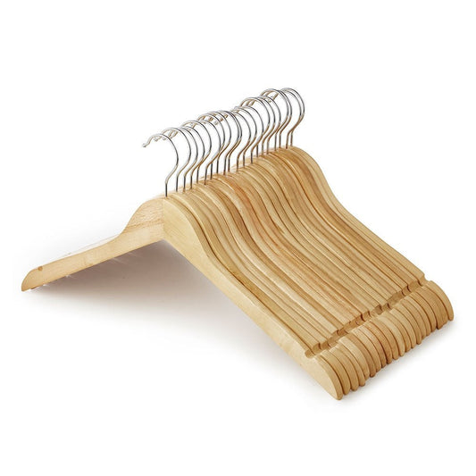 Wooden Flat Profile Hangers with Shoulder Notches - 45cm
