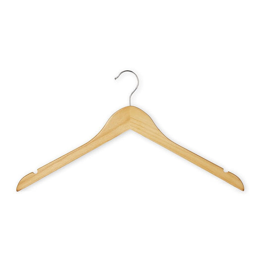 Wooden Flat Profile Hangers with Shoulder Notches - 45cm