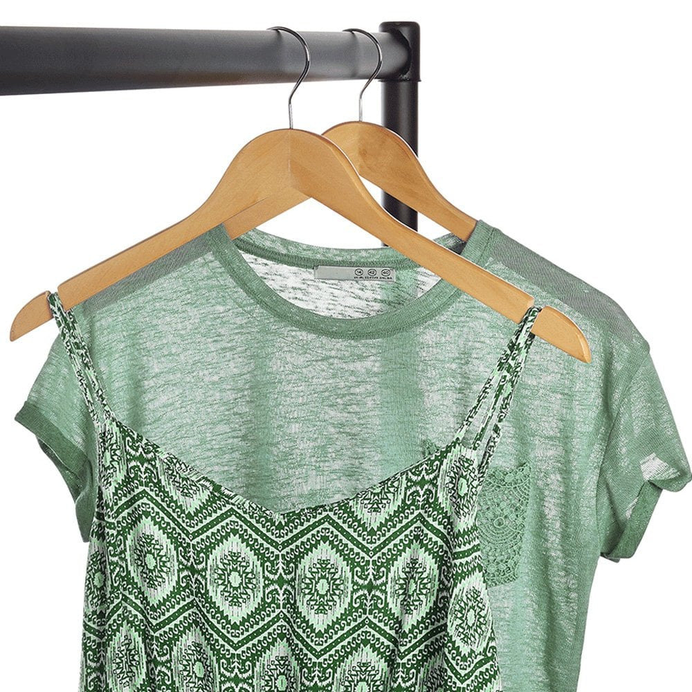 Wooden Flat Profile Hangers with Shoulder Notches - 45cm