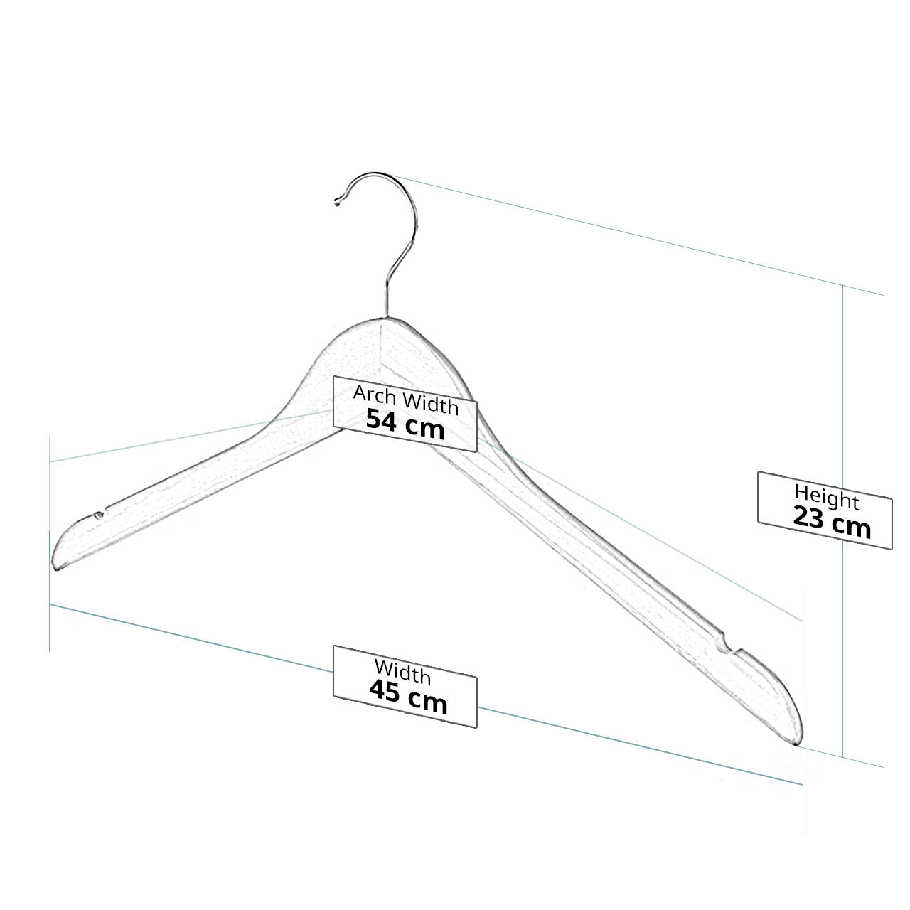 Wooden Flat Profile Hangers with Shoulder Notches - 45cm