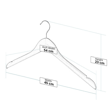 Wooden Flat Profile Hangers with Shoulder Notches - 45cm