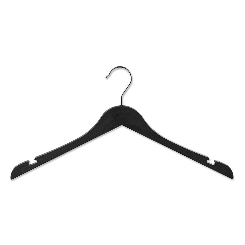Matt Black Eco Plastic Hangers with Shoulder Notches - 43 cm