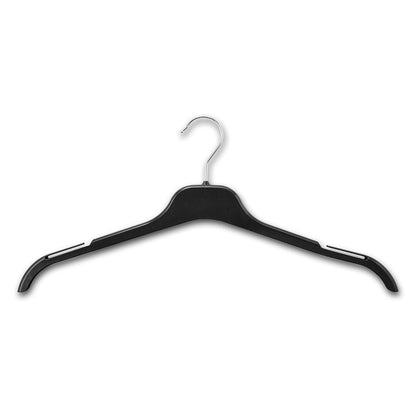 Black Plastic Clothes Hangers with Shoulder Notches - 43 cm