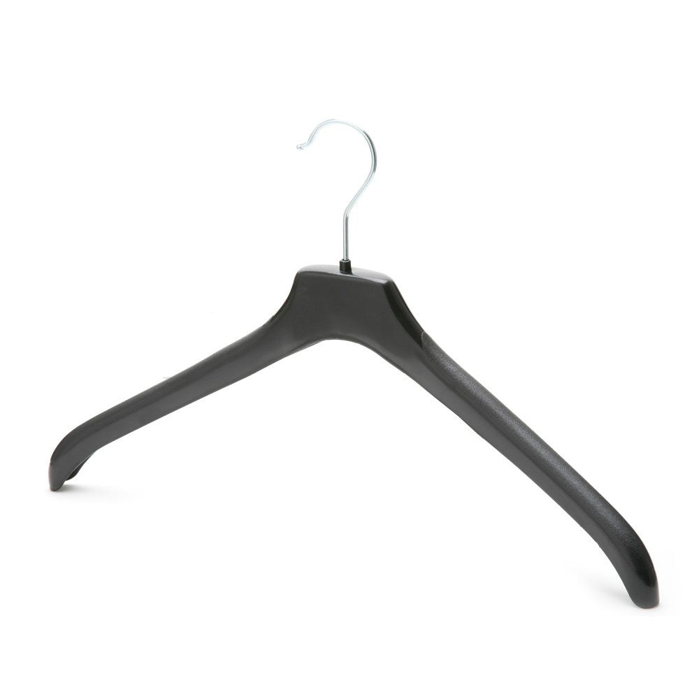 Black Plastic Clothes Hangers with Thick Textured Arms - 45 cm