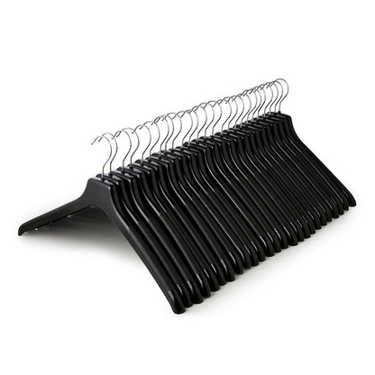 Black Plastic Clothes Hangers with Thick Textured Arms - 45 cm