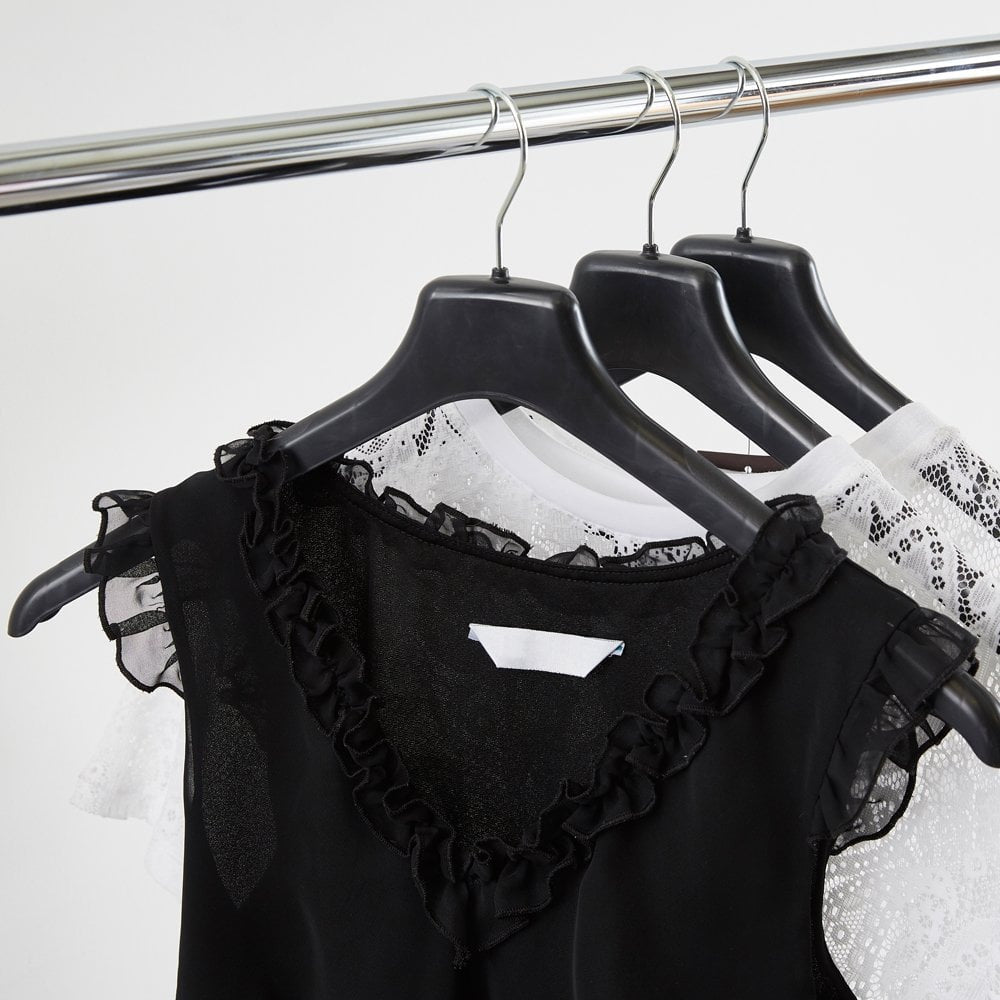 Black Plastic Clothes Hangers with Thick Textured Arms - 45 cm