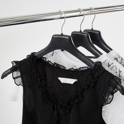Black Plastic Clothes Hangers with Thick Textured Arms - 45 cm