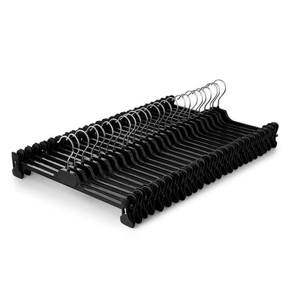 Black Plastic Clothes Hangers with Adjustable Clips - 38 cm