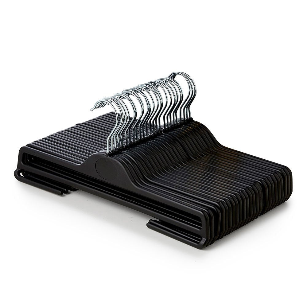 Black Plastic Trouser Hangers with Under Bars - 35.5 cm