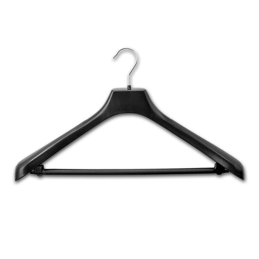 Black Plastic Suit Hangers with Trouser Bar - 44.5 cm