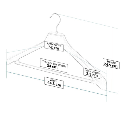 Black Plastic Suit Hangers with Trouser Bar - 44.5 cm