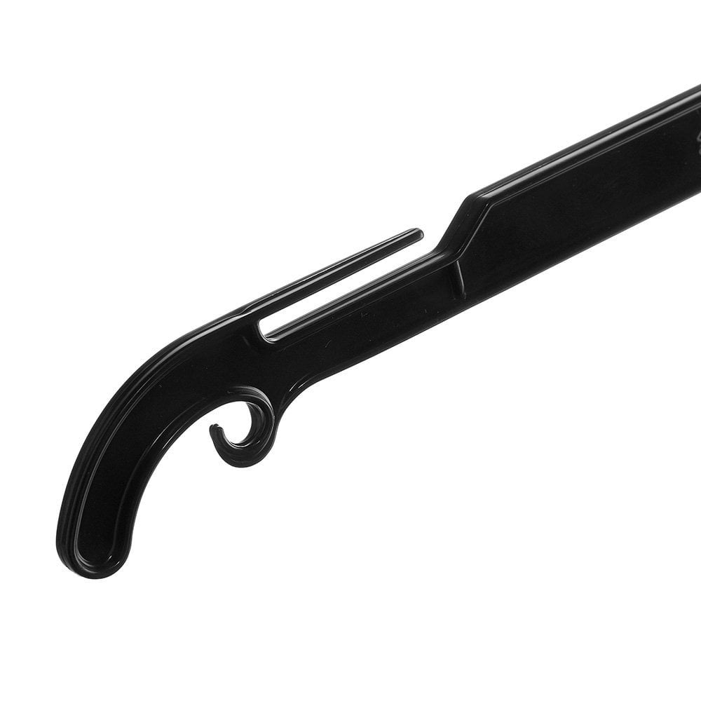 Black Plastic Clothes Hangers with Shoulder Notches and Drop Hooks - 42 cm