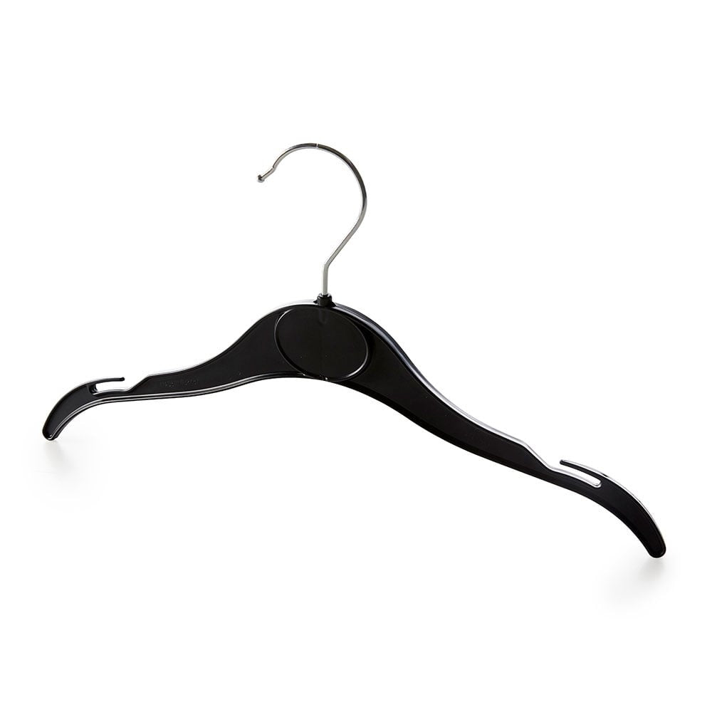 Black Plastic Children's Clothes Hangers with Shoulder Notches - 30cm