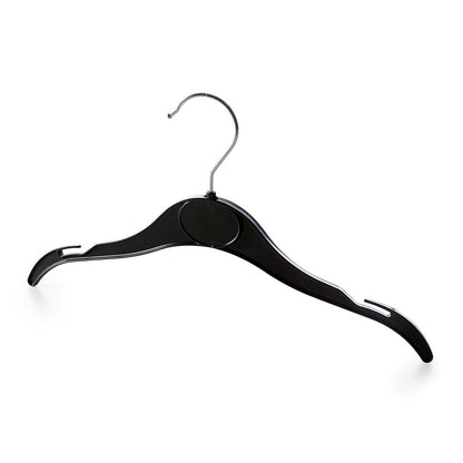 Black Plastic Children's Clothes Hangers with Shoulder Notches - 30cm