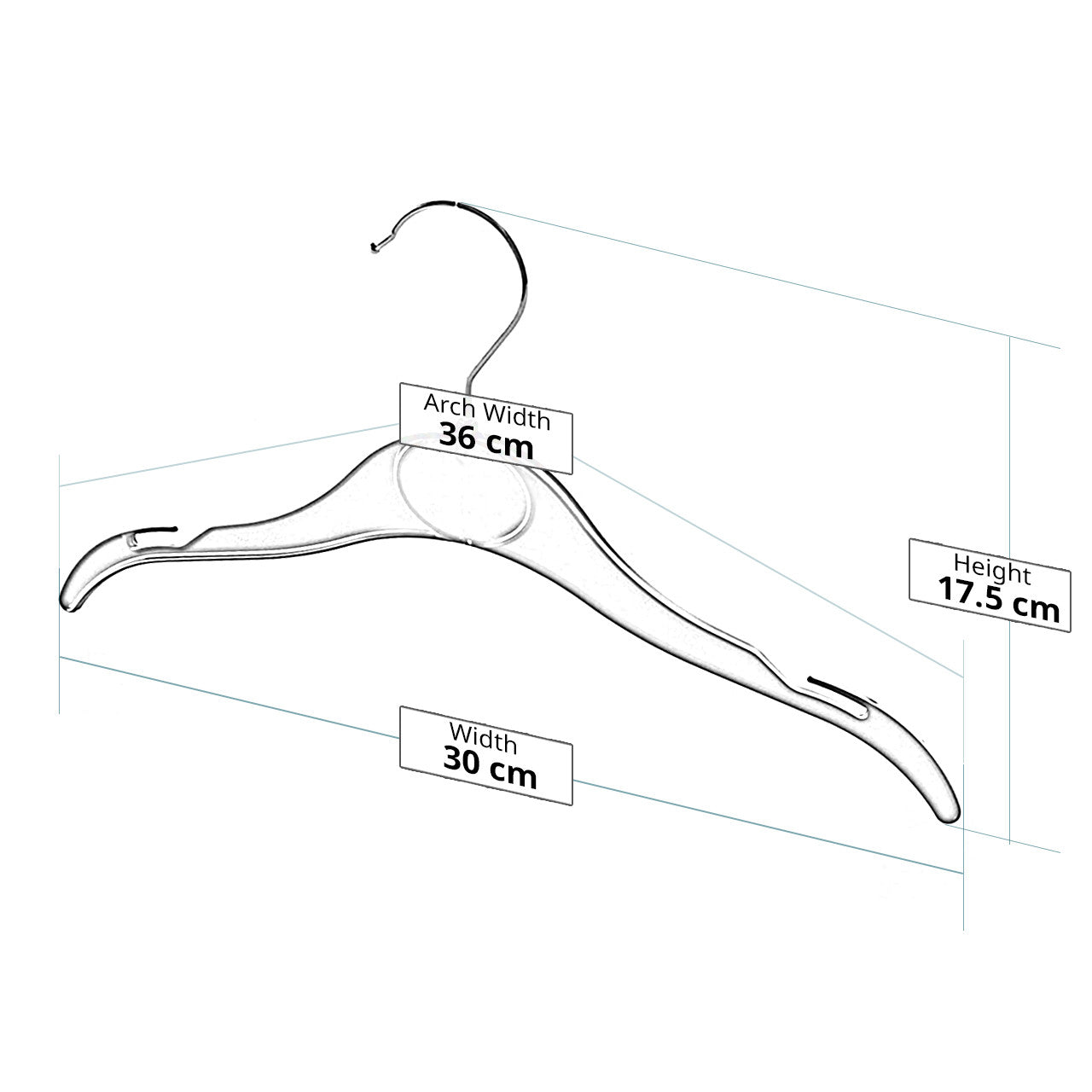Black Plastic Children's Clothes Hangers with Shoulder Notches - 30cm