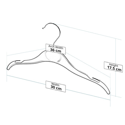 Black Plastic Children's Clothes Hangers with Shoulder Notches - 30cm