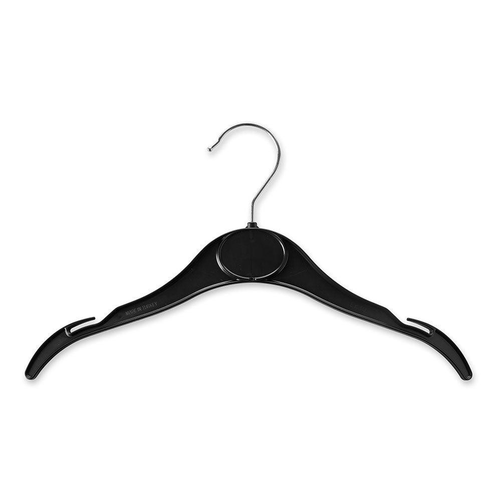 Black Plastic Children's Clothes Hangers with Shoulder Notches - 30cm