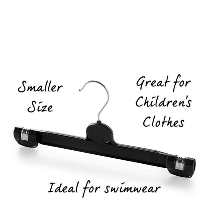 Black Plastic Children's Straight Clip hangers - 30cm