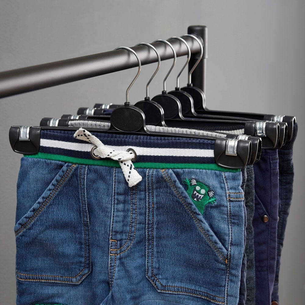 Black Plastic Children's Straight Clip hangers - 30cm
