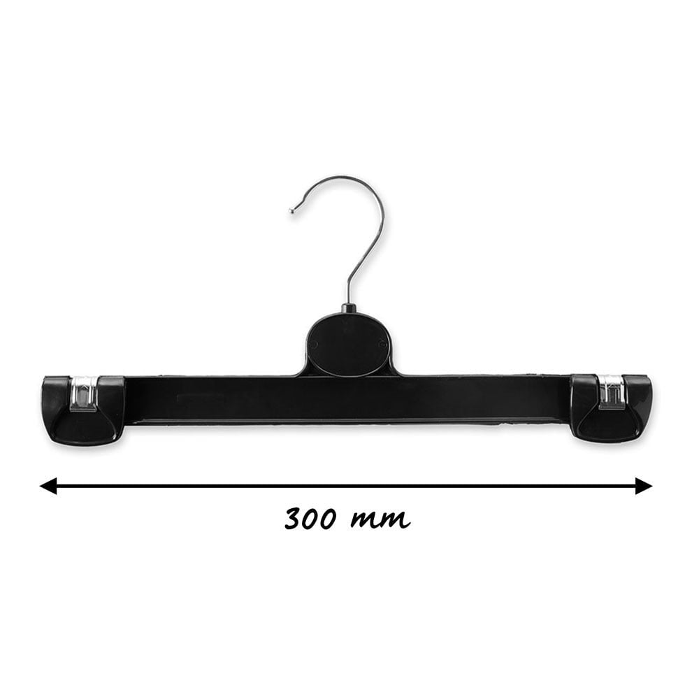 Black Plastic Children's Straight Clip hangers - 30cm