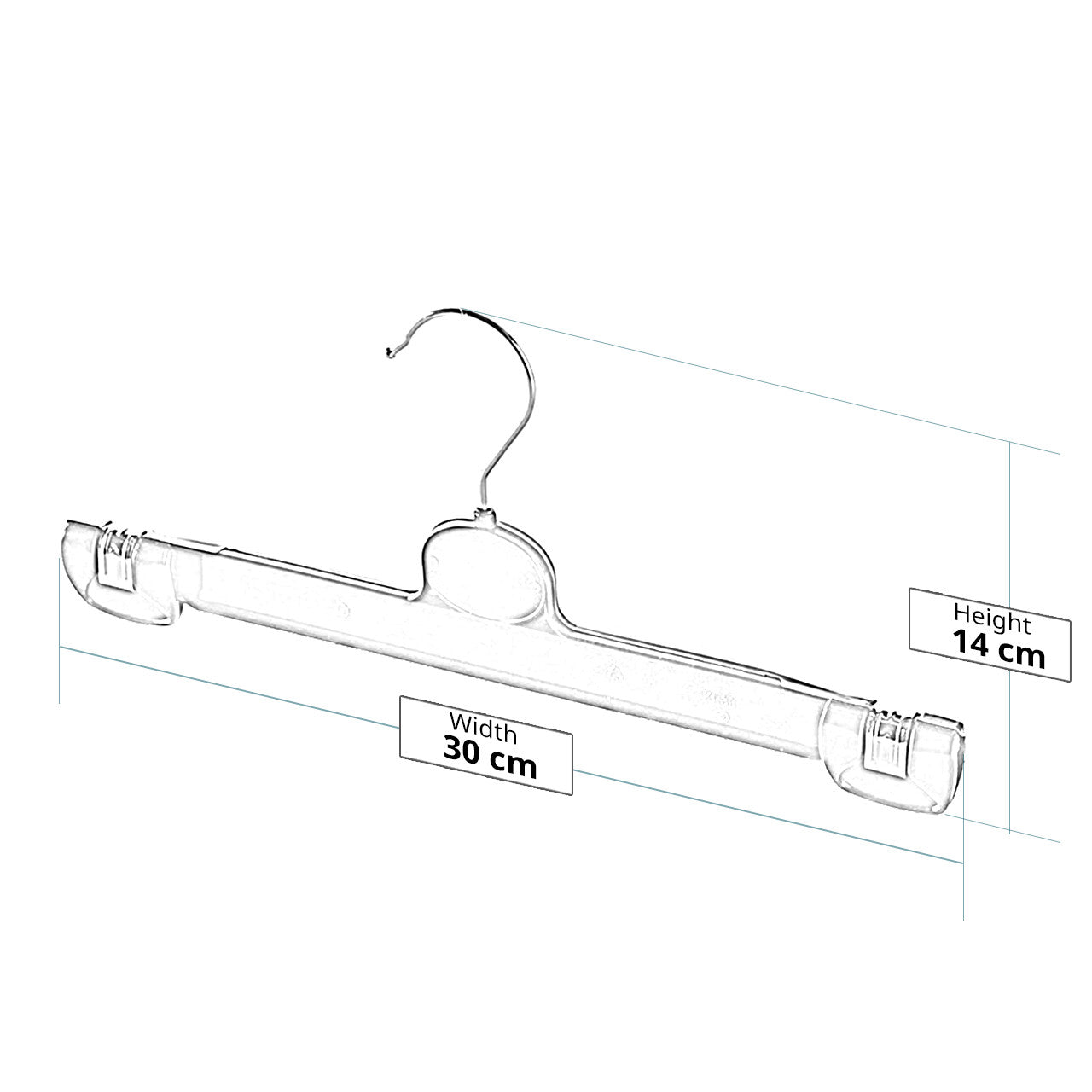 Black Plastic Children's Straight Clip hangers - 30cm