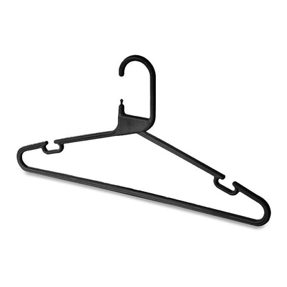 Black Heavy-Duty Plastic Hangers with Trouser Bar and Shoulder Notches - 41.5cm