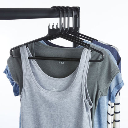 Black Heavy-Duty Plastic Hangers with Trouser Bar and Shoulder Notches - 41.5cm