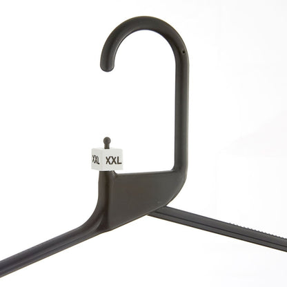 Black Heavy-Duty Plastic Hangers with Trouser Bar and Shoulder Notches - 41.5cm