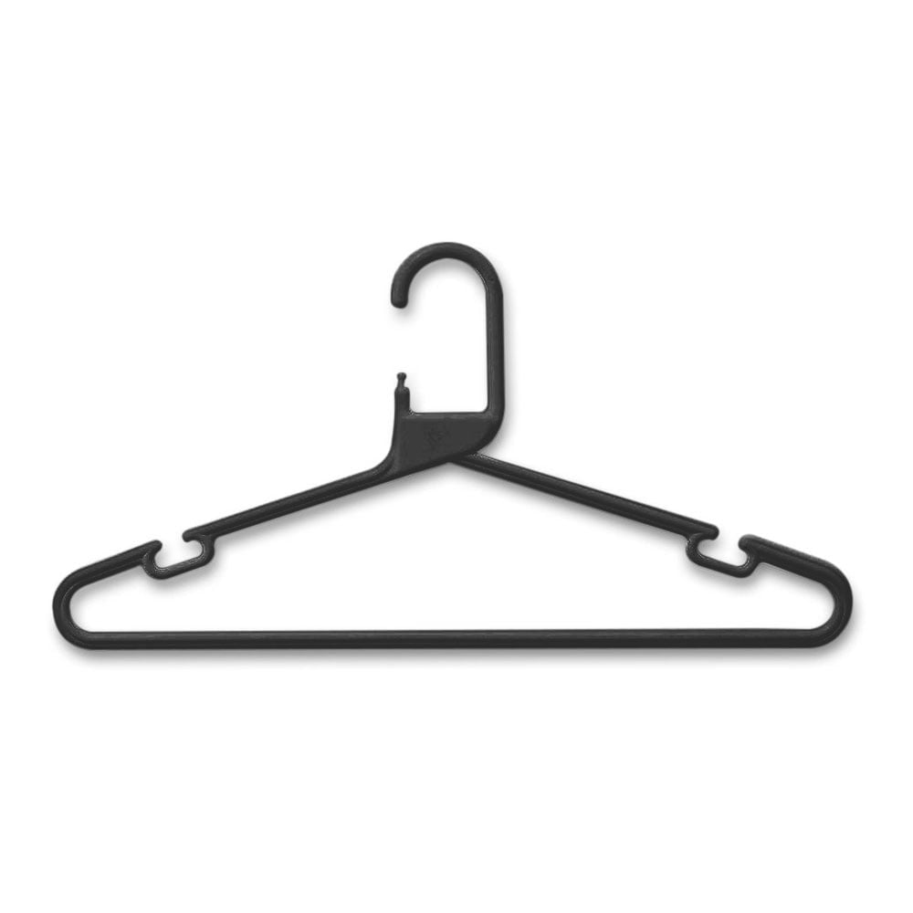 Black Heavy-Duty Plastic Hangers with Trouser Bar and Shoulder Notches - 41.5cm