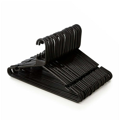 Black Heavy-Duty Plastic Hangers with Trouser Bar and Shoulder Notches - 41.5cm
