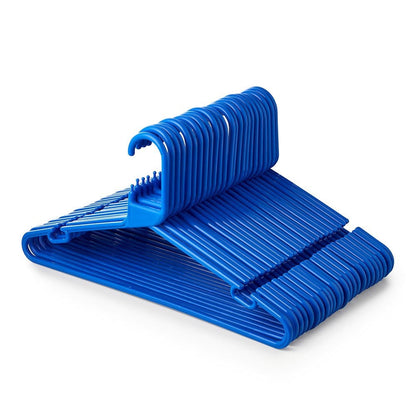 Blue Heavy-Duty Plastic Hangers with Trouser Bar and Shoulder Notches - 41.5cm
