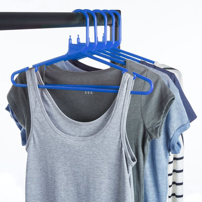 Blue Heavy-Duty Plastic Hangers with Trouser Bar and Shoulder Notches - 41.5cm