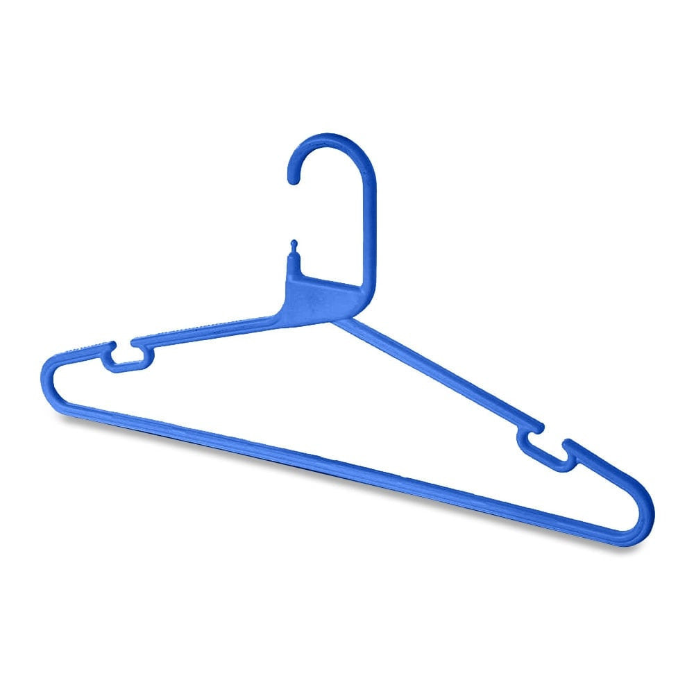 Blue Heavy-Duty Plastic Hangers with Trouser Bar and Shoulder Notches - 41.5cm