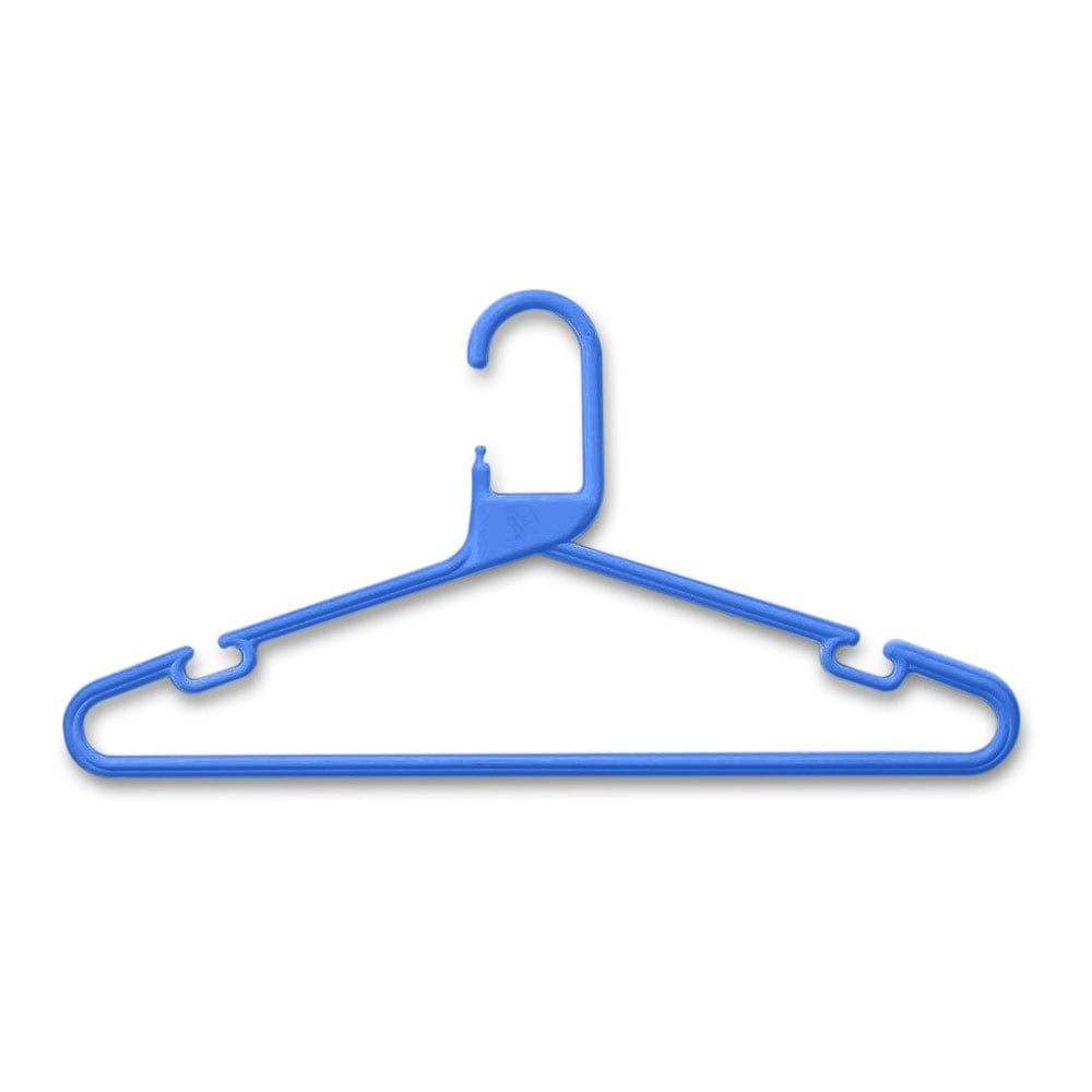 Blue Heavy-Duty Plastic Hangers with Trouser Bar and Shoulder Notches - 41.5cm