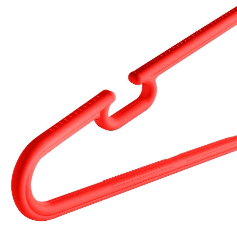 Red Heavy-Duty Plastic Hangers with Trouser Bar and Shoulder Notches - 41.5cm