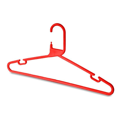 Red Heavy-Duty Plastic Hangers with Trouser Bar and Shoulder Notches - 41.5cm