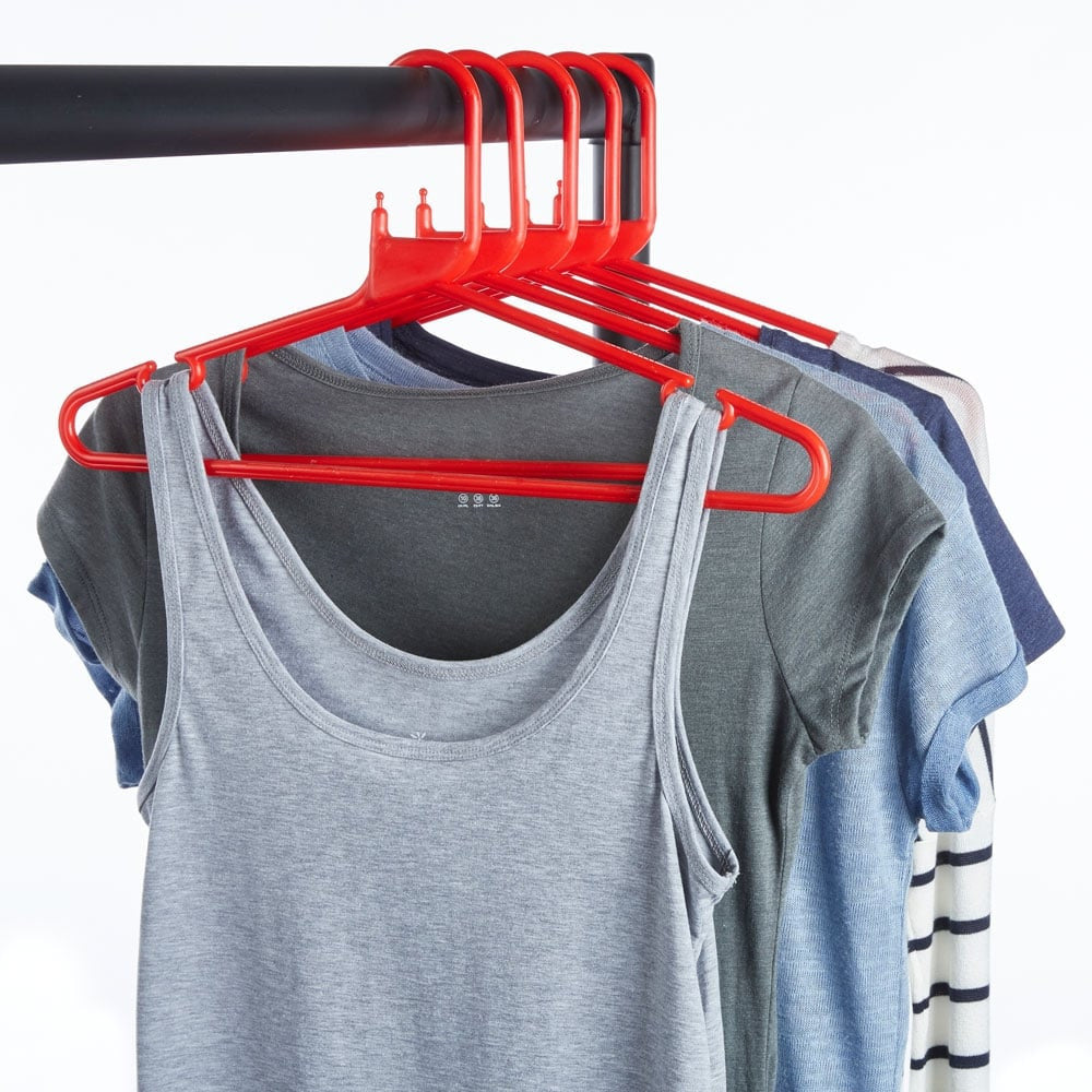 Red Heavy-Duty Plastic Hangers with Trouser Bar and Shoulder Notches - 41.5cm