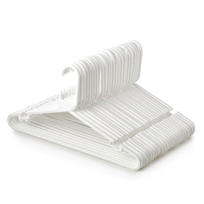 White Heavy-Duty Plastic Hangers with Trouser Bar and Shoulder Notches - 41.5cm