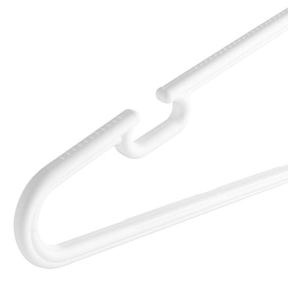 White Heavy-Duty Plastic Hangers with Trouser Bar and Shoulder Notches - 41.5cm