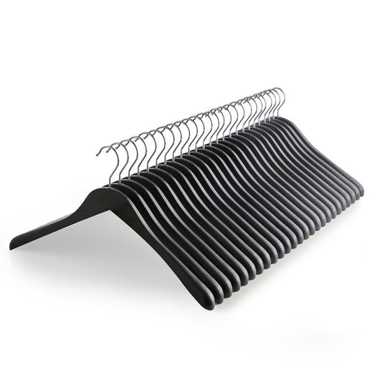 Matt Black Eco Plastic Hangers with Broad Shoulders - 44cm