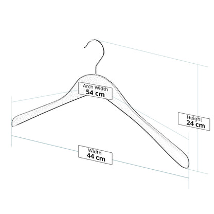 Matt Black Eco Plastic Hangers with Broad Shoulders - 44cm